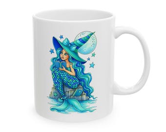 Witchy Mermaid Ceramic Mug 11 oz. Original Art