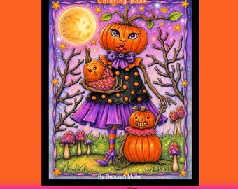 PUMPKINVILLE pdf Coloring Book. Welcome to Pumpkinville! Hand-drawn art.  No AI. Original Art
