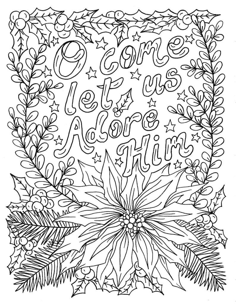 Christian Christmas Coloring Page Adult Coloring Books Art Etsy