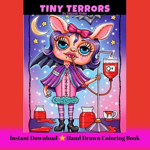 TINY TERRORS pdf Coloring Book. Whimsical, creepy, funny little terrors. Hand-drawn art.  No AI
