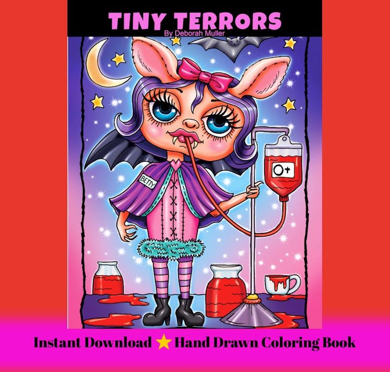 TINY TERRORS pdf Coloring Book. Whimsical, creepy, funny little terrors. Hand-drawn art. No AI image 1
