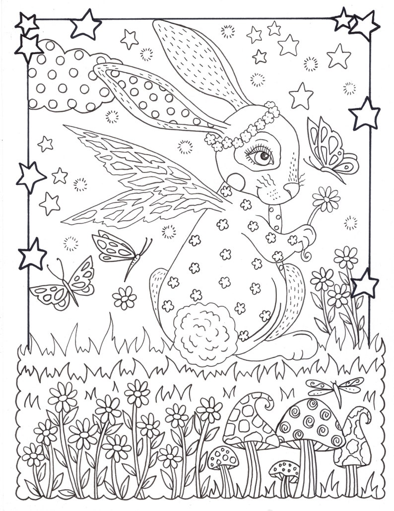 Download BUNNY LOVE 10 digital coloring pages downloads digi stamps | Etsy