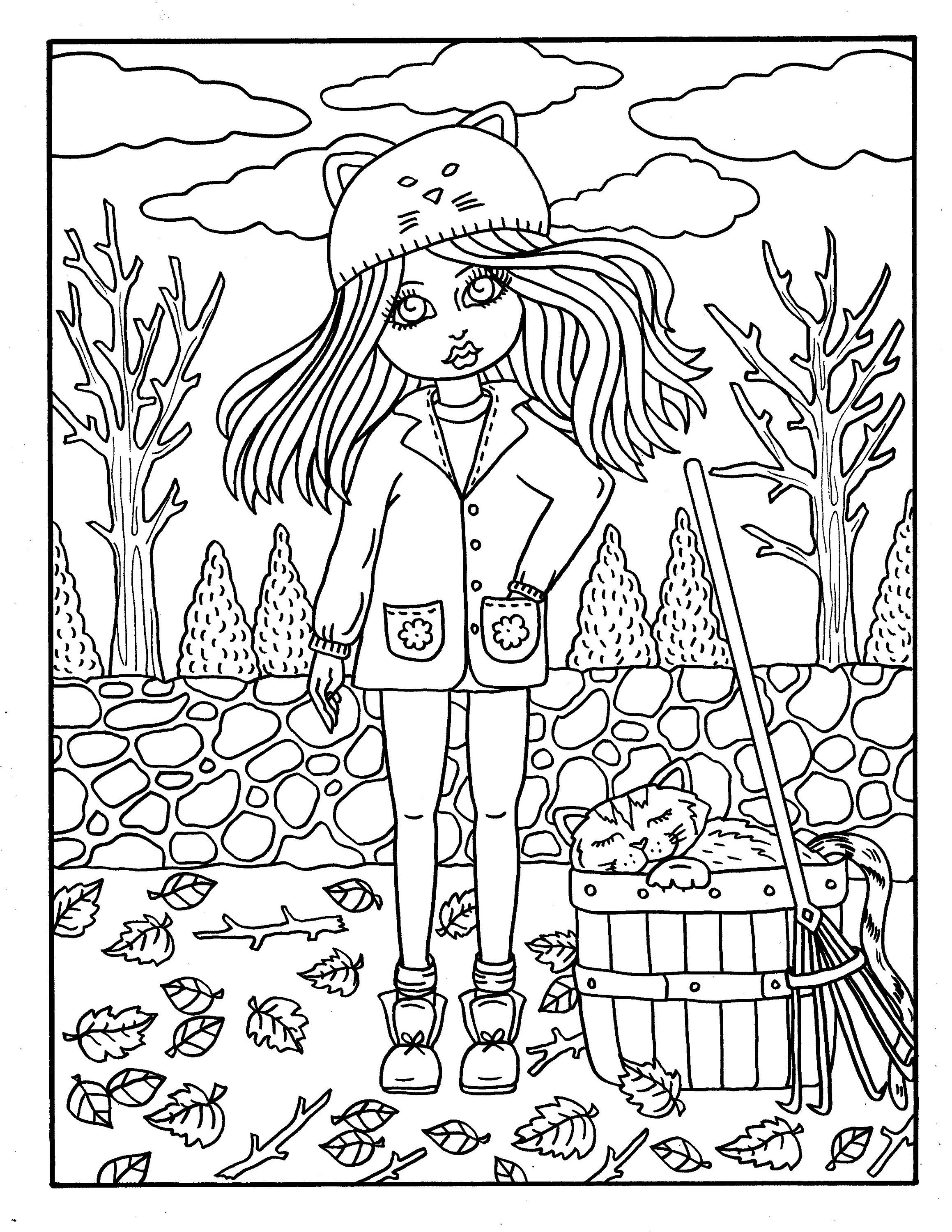 Fall Friends Digital Coloring Book Fun fall girls and their | Etsy