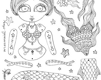 Instant Download Paper Doll  Mermaid