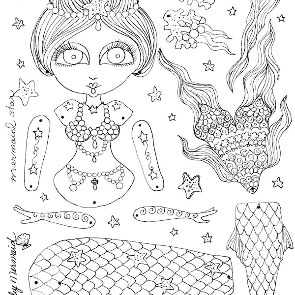 Instant Download Paper Doll  Mermaid