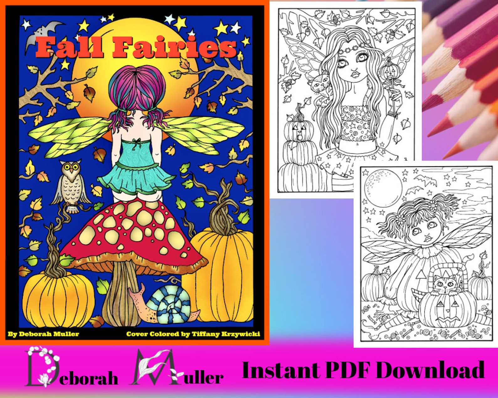 Fall Fairies Digital Coloring Book. Pumpkins Pumpkin Spice - Etsy