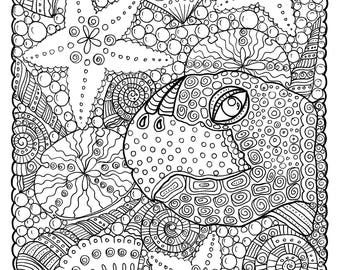 5 pages Digital coloring Sea Turtle Adult Coloring/sea/turtle/beach/marine life/digi stamp/coloring book/coloring pages