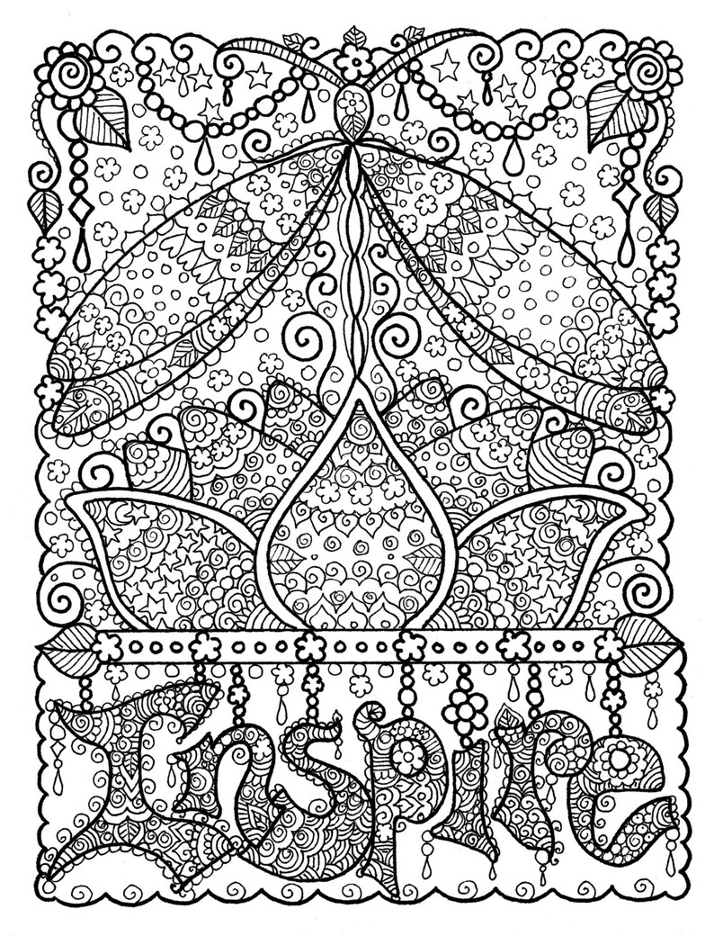 Download INSPIRE Coloring Digital Butterfly Yoga Coloring for Adults | Etsy