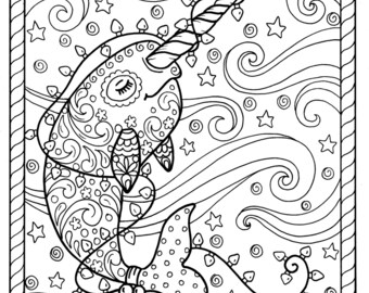 Narwhal coloring | Etsy