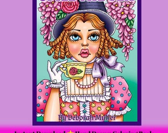 SPILL the TEA pdf Coloring Book. Gossip and High Tea.  Hand-drawn art.  No AI
