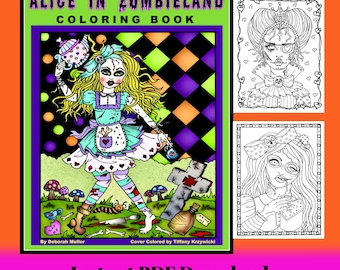 Alice in Zombieland Digital Coloring book, PDF, fantasy art, Alice in Wonderland