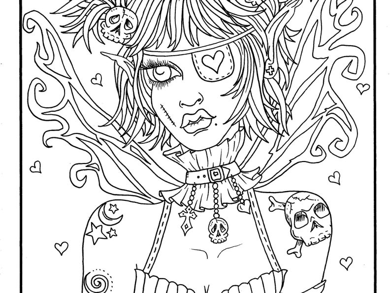 BAD FAIRIES Coloring book. Funny, sexy, naughty and scary fairies to color. image 4