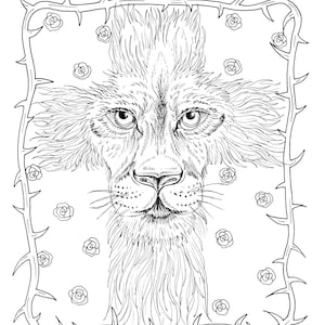Christian Instant Download Easter Coloring page Bible God Cross Lion of Judah adult coloring