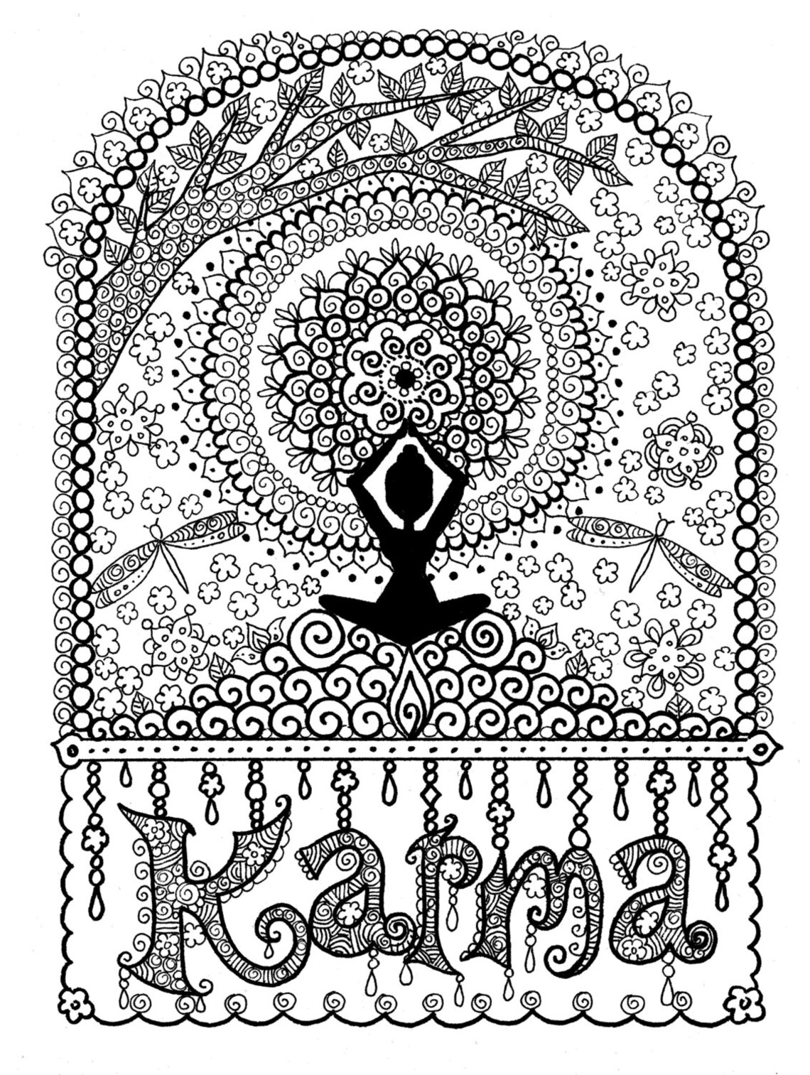 KARMA Coloring Page Digital Coloring for Adults Instant Etsy