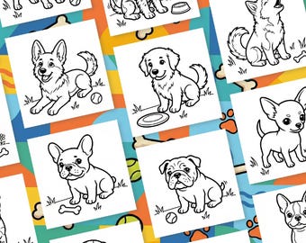 Dog Breeds Coloring Book Printable | Bold Easy Dog Coloring Pages | Cute Dog Coloring PDF | Instant Download