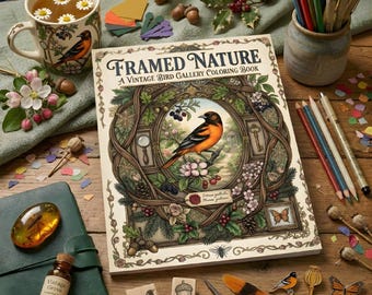 Vintage Bird Coloring Book for Adults | Botanical Nature Coloring Book | Antique Bird Art Coloring Book Gift