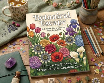 Botanical Escape Adult Coloring Book | Floral Coloring Book for Stress Relief | Relaxing Flowers Coloring Pages |
