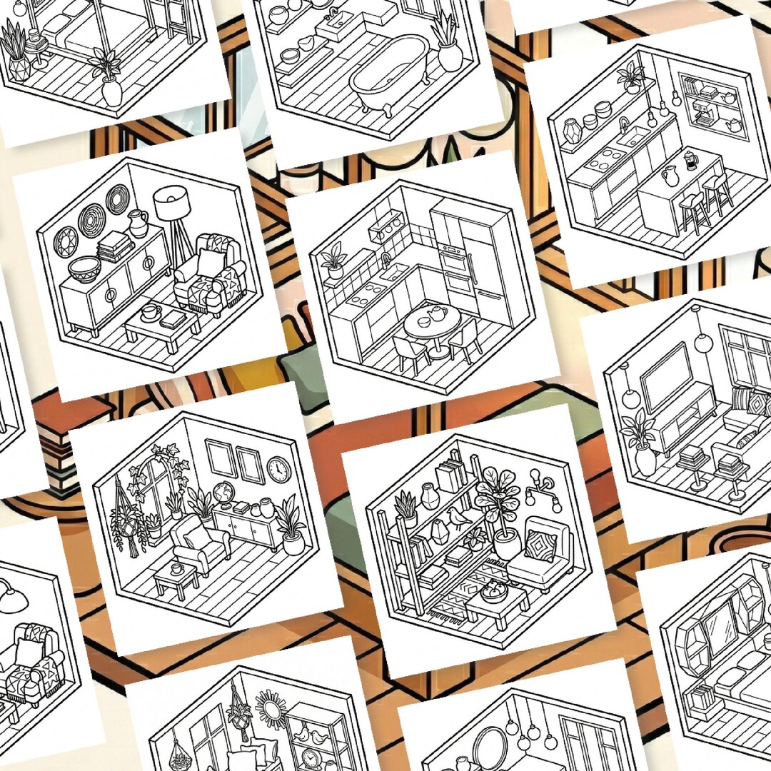 Simple Room Aesthetic Coloring Book Printable | Cozy Minimalist Room ...