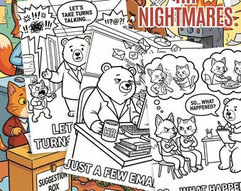 HR Nightmares Printable Coloring Book | Funny Office Coloring Pages | Adult Coloring PDF | Workplace Humor