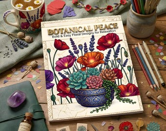 Botanical Coloring Book | Bold Easy Floral Coloring Book for Adults | Relaxing Flower Coloring Book for Stress Relief
