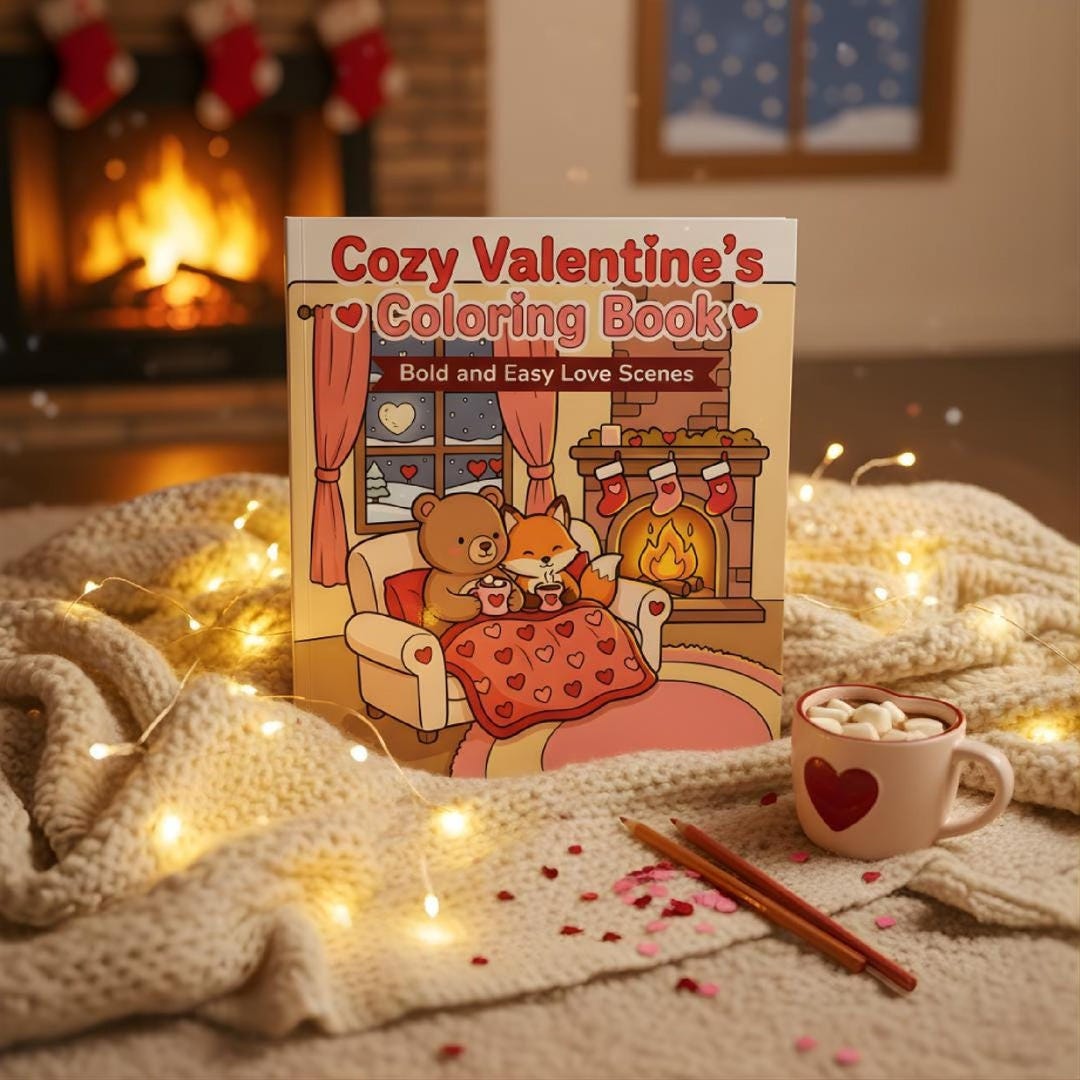 Cozy Valentine’s Coloring Book | Bold and Easy Love Scenes | Relaxing ...