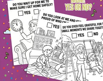 Mom Yes or No Coloring Book Printable | Kids Activity Book PDF | Fun Questions for Kids | Mother Child Bonding Coloring Pages