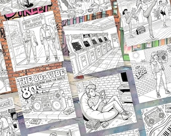 The 80s Vibe Coloring Book for Adults | Radical Retro Fashion Printable | Bold and Easy 1980s Digital Download PDF | Simple Nostalgia Art
