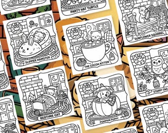 Cozy Pets Coloring Book Printable | Cute Cats and Dogs Coloring Pages | Bold Easy Animal Coloring Book PDF