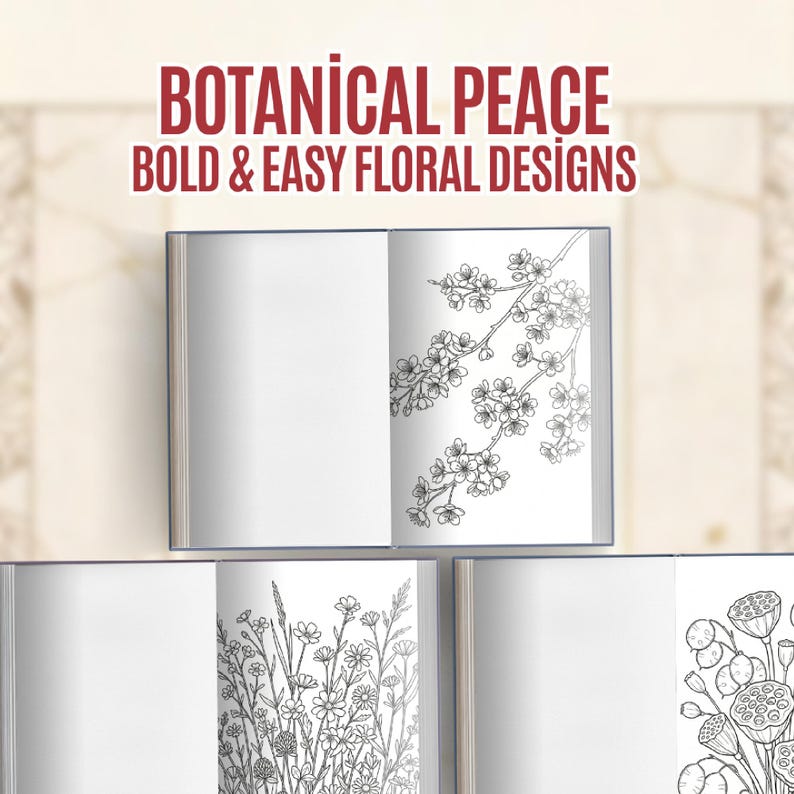 Botanical Coloring Book Printable | Bold Easy Floral Coloring Pages ...