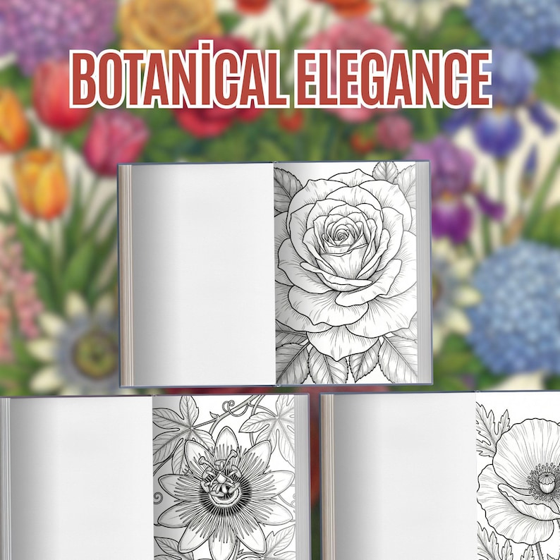 Botanical Escape Adult Coloring Book | Floral Coloring Book for Stress ...