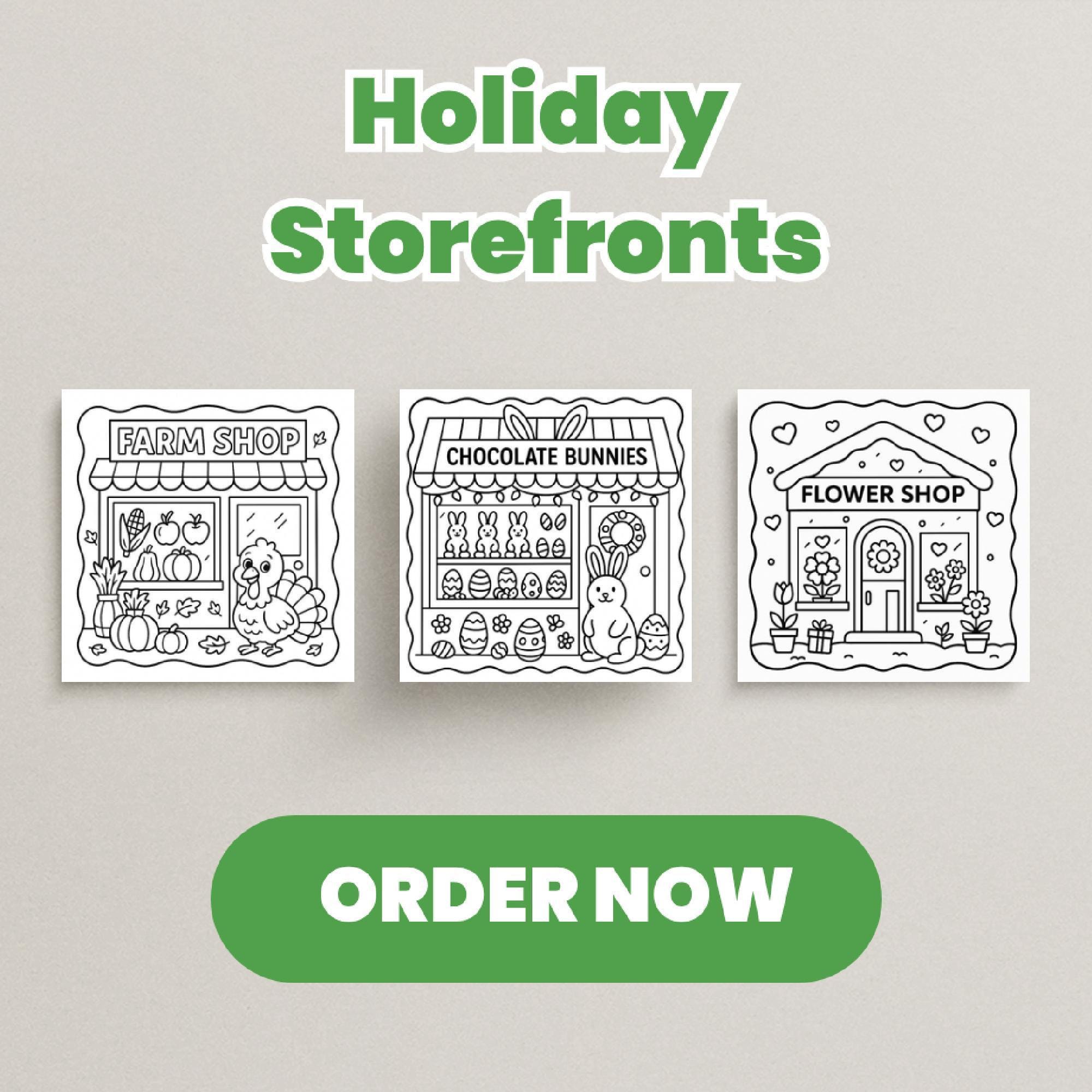 Printable Holiday Storefronts Coloring Book for Kids | Bold & Easy ...