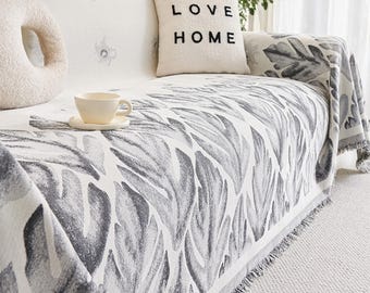 All-Season Leaf Style Couch Cover / Washable Floral Design Sofa Cover