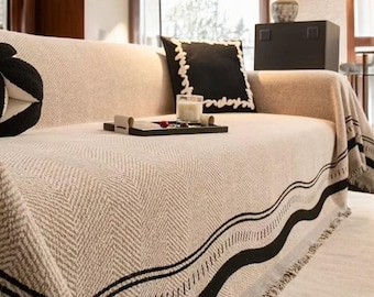Cotton Chenille Couch Cover / Modern Washable Sofa Cover