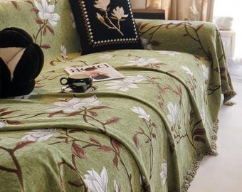 Floral Style Couch Cover / Washable Flower Design Sofa Cover