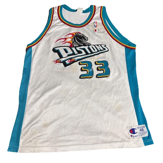 Vintage CHAMPION Grant Hill #33 Detroit Pistons ROOKIE NBA Basketball  Jersey VTG | eBay Pistons HILL 33番ジャージ