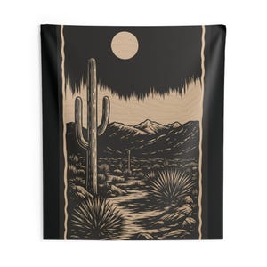 Desert Landscape Wall Tapestry, Boho Home Decor, Cactus Wall Hanging, Nature Art, Bedroom Decor, Housewarming Gift, Urban Jungle