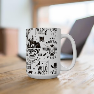 Coffee Cowboy Ceramic Mug - Wild West, Cowboy Club, Rustic Decor, Gift for Him, Campfire Mug, Western Coffee Cup