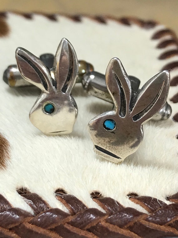 Vintage Sterling Silver and Turquoise Playboy Bunn