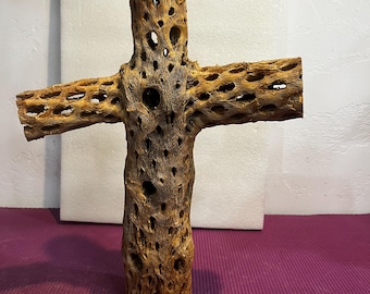 17" tall Cholla Cross standing or wall mounted