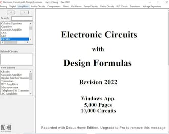 Electronic Circuits with Design Formulas - Windows app.