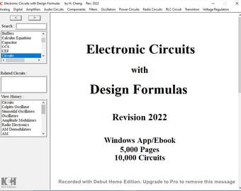 Electronic Circuits with Design Formulas - Windows app.