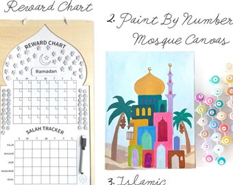 Schiffe schnell! 5-teiliger bequemer Ramadan-Spaß-Tätigkeits-Kamel-Korb-Wert-Bundle Muslimische Kinder Islamische Feiertage Eid Masjid Moschee Salat Tracker