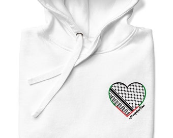 Keffiyeh Heart | Unisex Hoodie | 100% of proceeds for emergency Gaza aid Palestine Al Aqsa