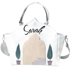 Personalized Masjid / Mosque Bag (1 piece Bag Only) Qaidah Tote bag for kids Masjid Themed Books & Activity Quran Learning Arabic Kids bag