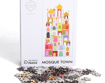 NEU! Color Block Moschee 500 Teile Puzzle, Moscheenstadt, Islamische Kunst, muslimische Kinder, Eid, Masjid, schnell, Iftar, Ramadan, Haidj, Umra, Kabaah