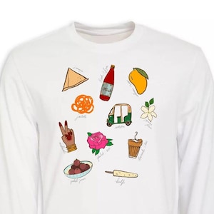 South Asian Things Hand Pressed Graphic Unisex Long Sleeve Islamic art Muslim gift modest wear hijab Desi Punjabi Lahore Urdu Lahore Urdu