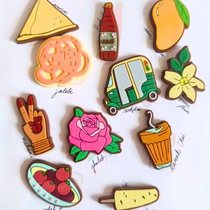 South Asian Pins Set Of 11 Shoe Charms South Asian Heritage Muslim gift wear Desi Punjabi Lahore Urdu Pakistan India Bangladesh Bollywood