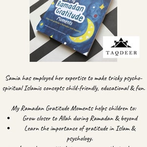 K&ouml;nnte beinhalten: Journal "My Ramadan Gratitude Moments" von Taqdeer Life. Das Cover zeigt ein Nachthimmel-Design mit Mond und Sternen. Das Journal hilft Kindern, w&auml;hrend des Ramadan und dar&uuml;ber hinaus Allah n&auml;her zu kommen.