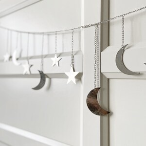 Silver Hammered Metal Moon & Star Garland, Hammered Metal, Lunar ...