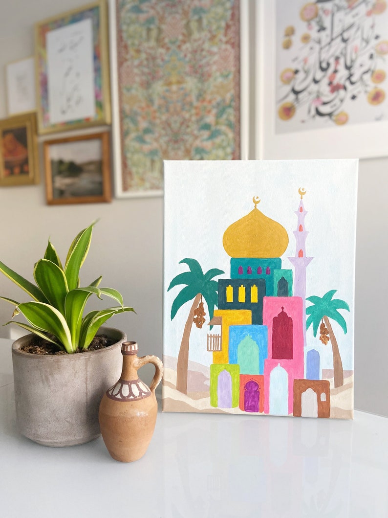 Colour Block Mosque Paint-By-Numbers Canvas Wall Art Islamic art muslim kids activities